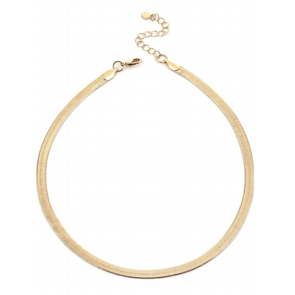 Jewelry - 14K GP Golden Herringbone Choker Chain Necklace